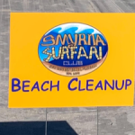 Surfari beach clean up sign